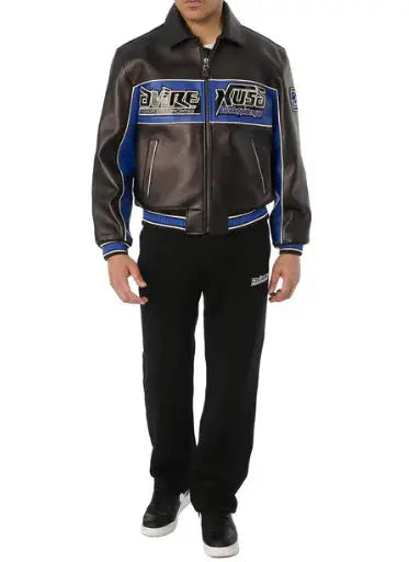 Avirex Black Real Bomber American Flight Jacket Leather Icon Jacket Unisex Men's Ladies SPIDER RACER JACKET