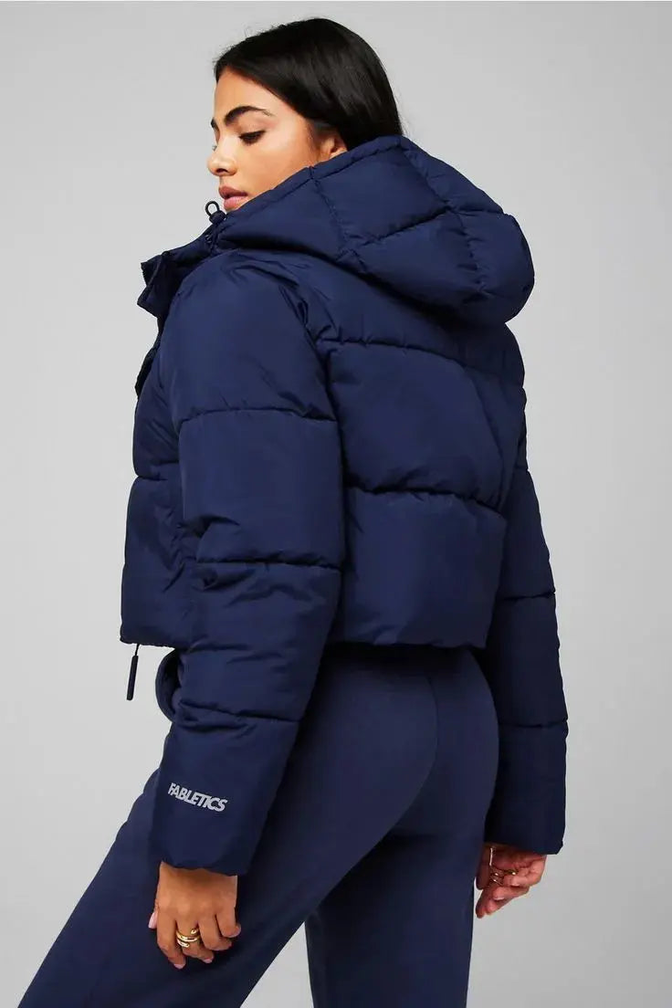 Royal Blue Warm, Stylish & Durable Women Hooded Puffer Jackets Padded Zip Up Quilted Lined Bubble Coat For Winter Cold Weather