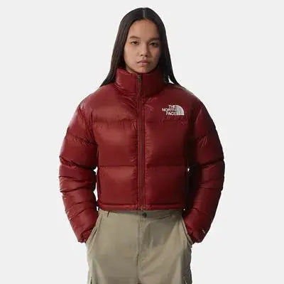 The North Face Red Warm, Stylish & Durable Women Puffer Jackets Padded Zip Up Quilted Lined Bubble Coat For Winter Cold Weather