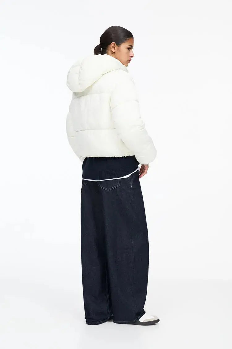 White Warm, Stylish & Durable Women Puffer Jackets Padded Zip Up Quilted Lined Bubble Coat For Winter Cold Weather