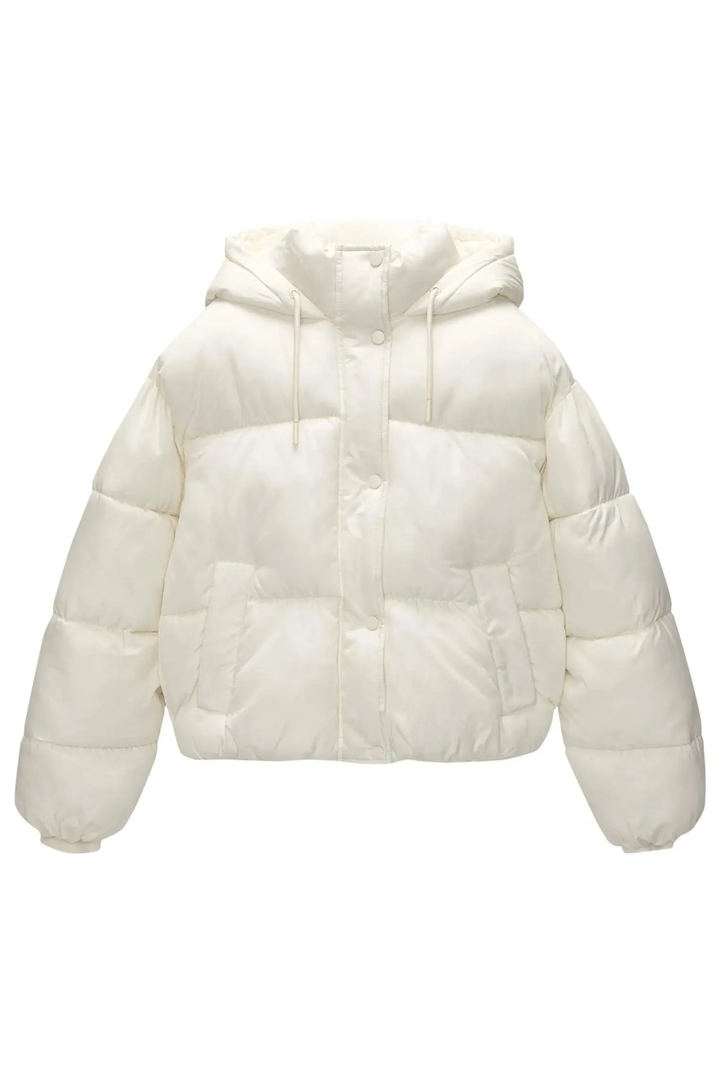 White Warm, Stylish & Durable Women Puffer Jackets Padded Zip Up Quilted Lined Bubble Coat For Winter Cold Weather