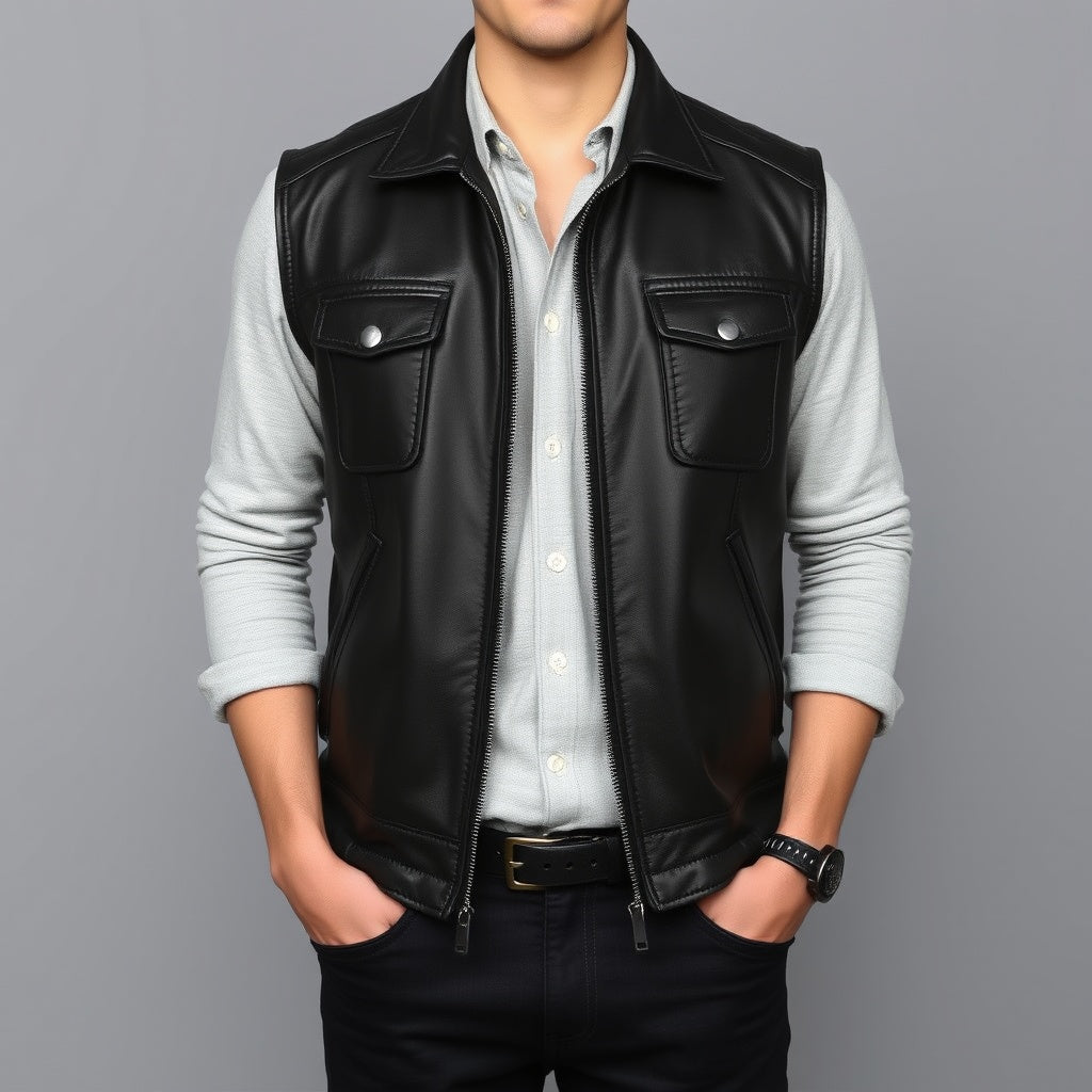 VESTS FOR MEN, faux leather waistcoat mens clothing leather biker waistcoat mens  under armour vests for men leather motorcycle vest with armor  genuine leather sleeveless jacket for men men's utility vest streetwear