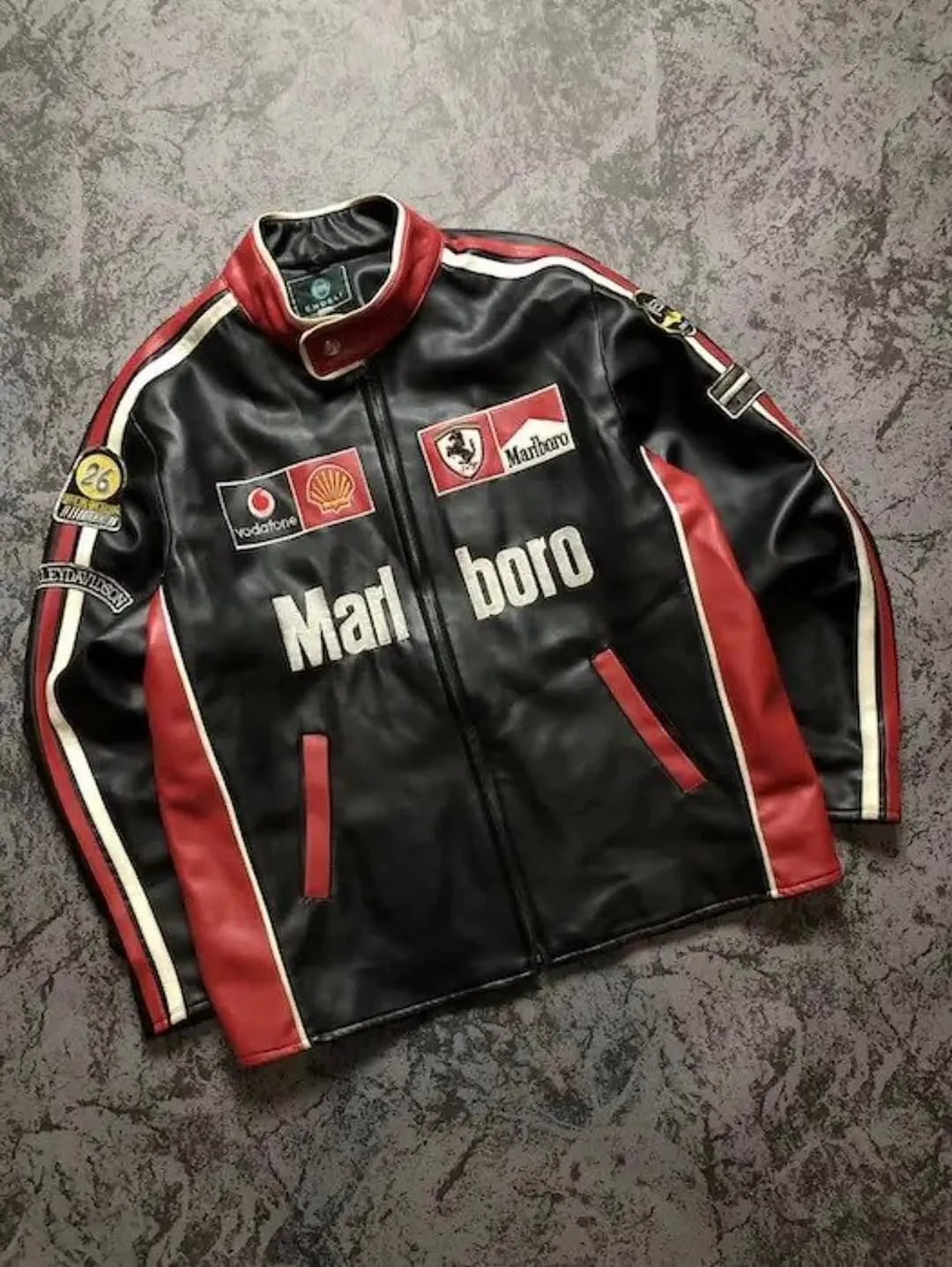 Malboro Black/Red New Men's Handmade Cowhide Motorbike Racing Leather Jacket For Motorcycle Riders