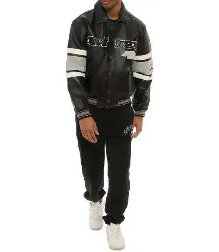 Avirex Black Real Bomber American Flight Jacket Leather Icon Jacket Unisex Men's Ladies Legend Jacket