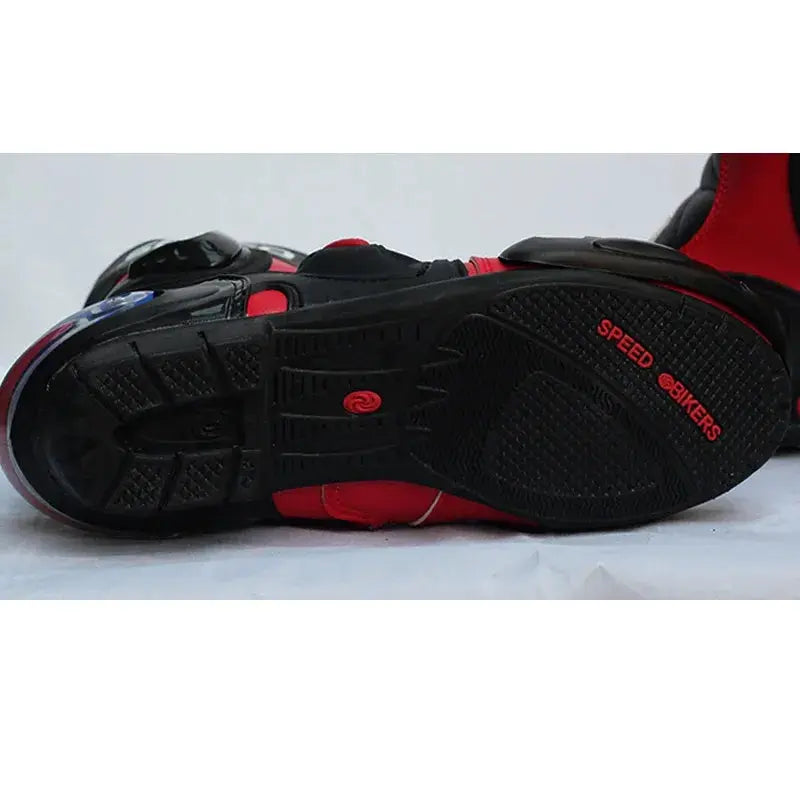 Black/White/Red Women/Men Motorcycle Long Leather Boots Waterproof Motorbike Motorcycle Riding Shoes Size UK Armored Sports/Touring
