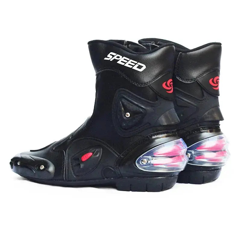 Black/White/Red Women/Men Motorcycle Long Leather Boots Waterproof Motorbike Motorcycle Riding Shoes Size UK Armored Sports/Touring VENTURBOZ