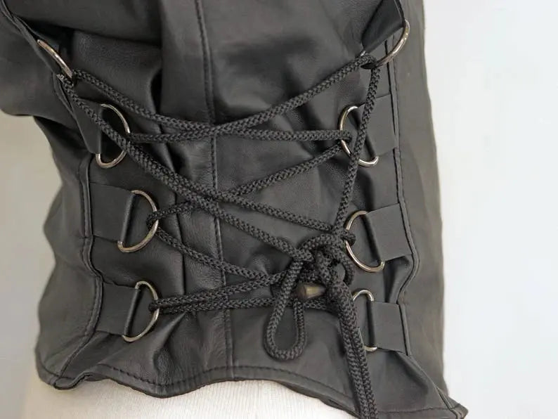 Black Women's Motorcycle Motorbike Sleeveless Genuine Leather Vest Biker Vest Outdoor Waistcoats Casual Wear