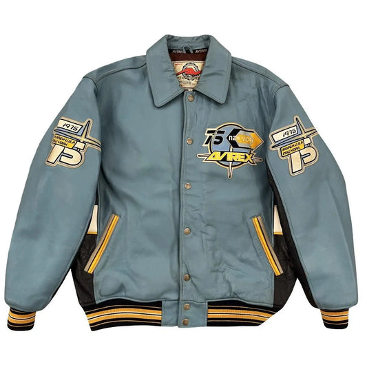 Blue New Men's Handmade Cowhide Motorbike Racing Leather Jacket For Motorcycle Riders