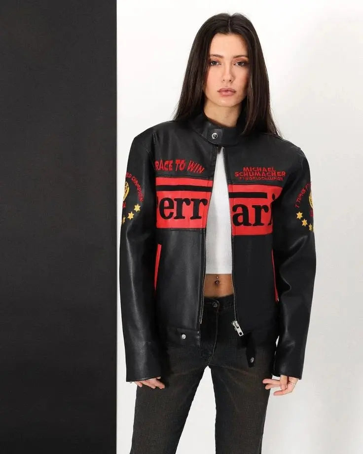 Ferrari Red/Black New Men's Handmade Cowhide Motorbike Racing Leather Jacket For Motorcycle Riders