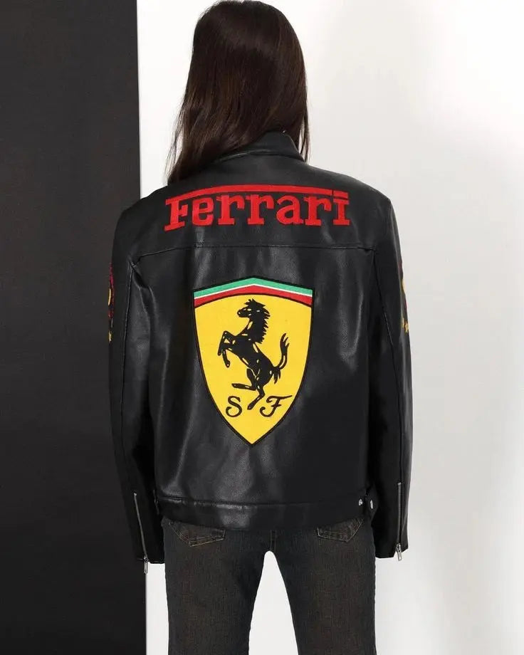 Ferrari Red/Black New Men's Handmade Cowhide Motorbike Racing Leather Jacket For Motorcycle Riders