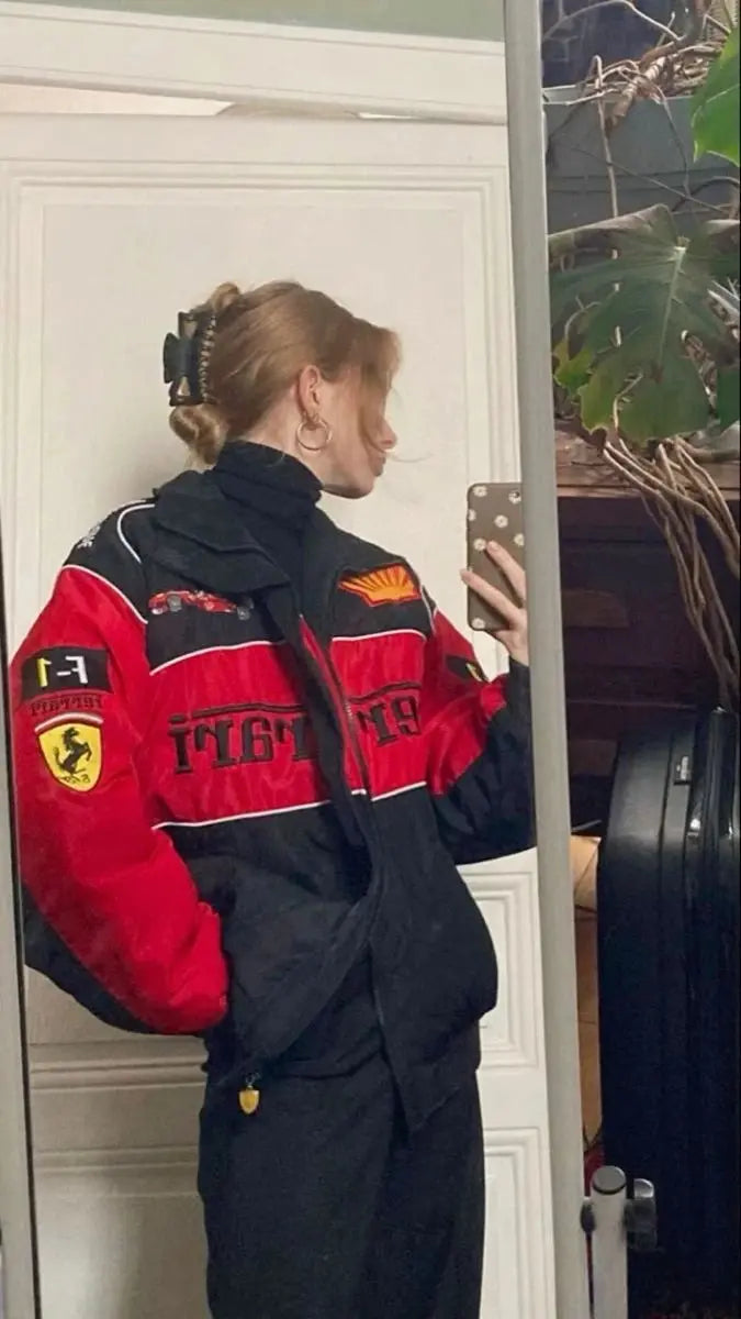 Ferrari Red/Black New Men's Handmade Cowhide Motorbike Racing Leather Jacket For Motorcycle Riders