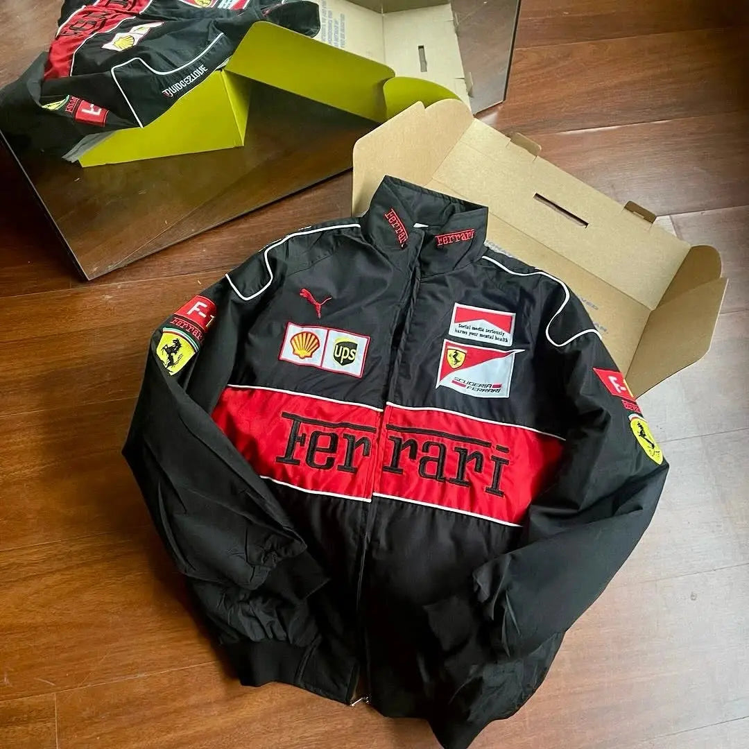 Ferrari Red/Black New Men's Handmade Cowhide Motorbike Racing Leather Jacket For Motorcycle Riders