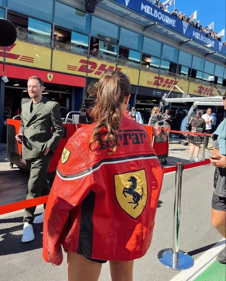 Ferrari Red/Black New Men's Handmade Cowhide Motorbike Racing Leather Jacket For Motorcycle Riders