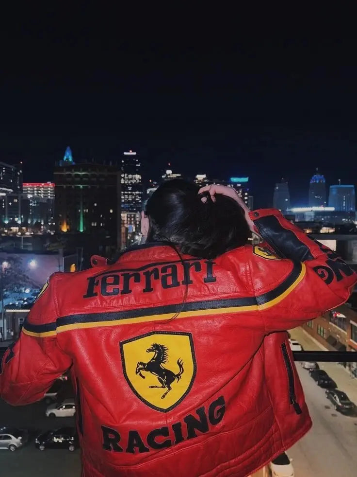 Ferrari Red/Black New Men's Handmade Cowhide Motorbike Racing Leather Jacket For Motorcycle Riders