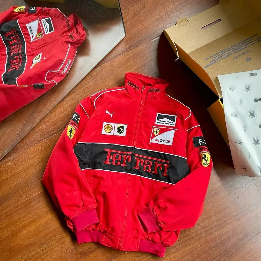 Ferrari Red/Black New Men's Handmade Cowhide Motorbike Racing Leather Jacket For Motorcycle Riders