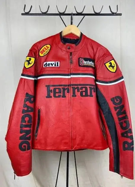 Ferrari Red/Black New Men's Handmade Cowhide Motorbike Racing Leather Jacket For Motorcycle Riders