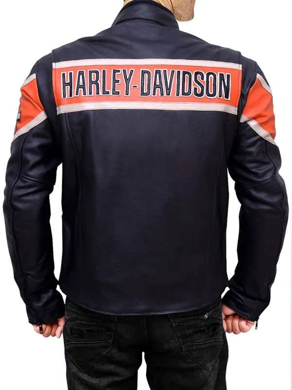 Harley Davison Black/Orange Hoodie New Men's Handmade Cowhide Motorbike Racing Textile Jacket For Motorcycle Riders