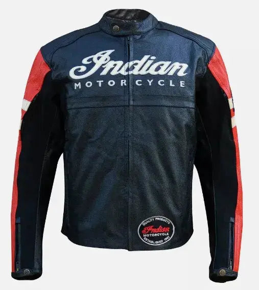 INDIAN New Men's Leather Jacket Handmade Cowhide Motorbike Racing For Motorcycle Riders 