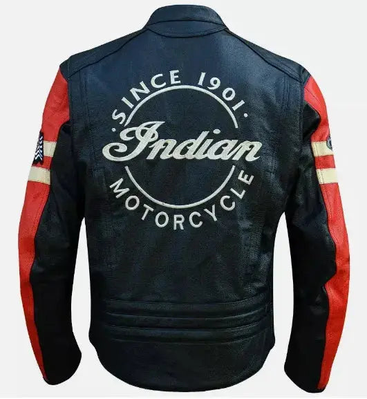 INDIAN New Men's Leather Jacket Handmade Cowhide Motorbike Racing For Motorcycle Riders 