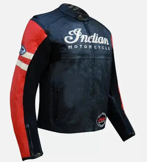 INDIAN New Men's Leather Jacket Handmade Cowhide Motorbike Racing For Motorcycle Riders 