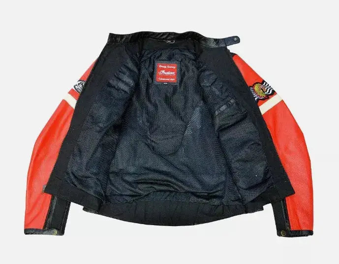 INDIAN New Men's Leather Jacket Handmade Cowhide Motorbike Racing For Motorcycle Riders 