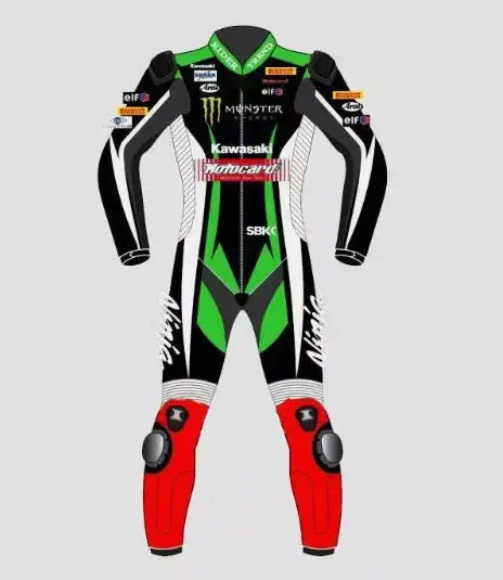 KAWASAKI Unisex BIKER MOTO GP MOTORCYCLE MOTORBIKE COWHIDE LEATHER RACING CE-RATED SUIT Men & Women