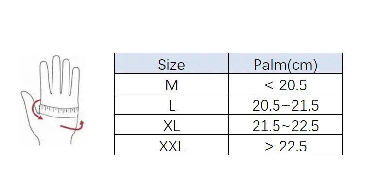 Fingerless Motorbike Motorcycle Bikers Gloves Size Chart