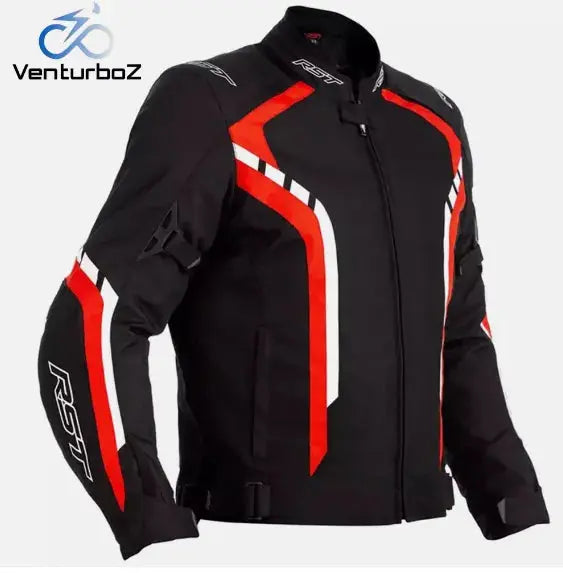 RST New Men's Motorbike Racing Cowhide Leather Jacket Handmade For Motorcycle Riders RED/BLACK