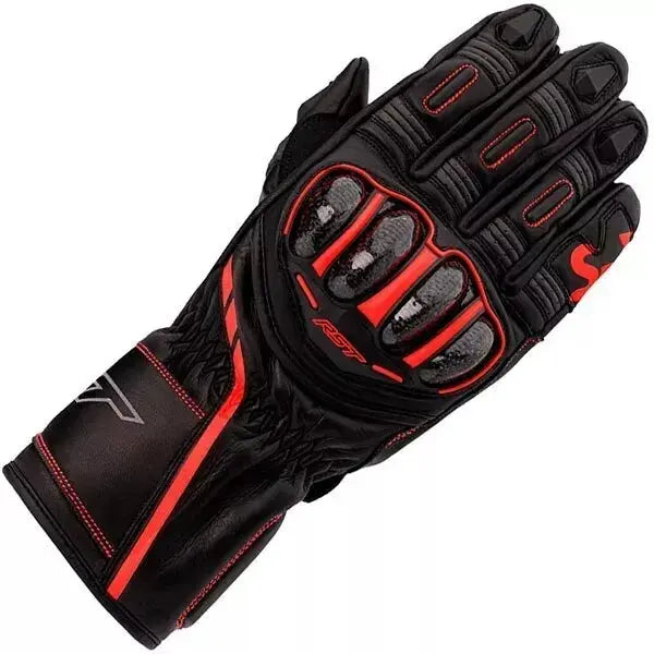 RST Red MOTORCYCLE GLOVES MOTORBIKE TRACK DAYS COWHIDE LEATHER ARMOURED GLOVE For BIKER PROTECTION