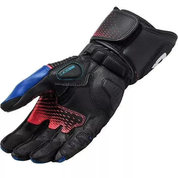 Rev'it Blue MOTORCYCLE GLOVES MOTORBIKE TRACK DAYS COWHIDE LEATHER ARMOURED GLOVE For BIKER PROTECTION