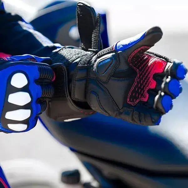 Rev'it Blue MOTORCYCLE GLOVES MOTORBIKE TRACK DAYS COWHIDE LEATHER ARMOURED GLOVE For BIKER PROTECTION