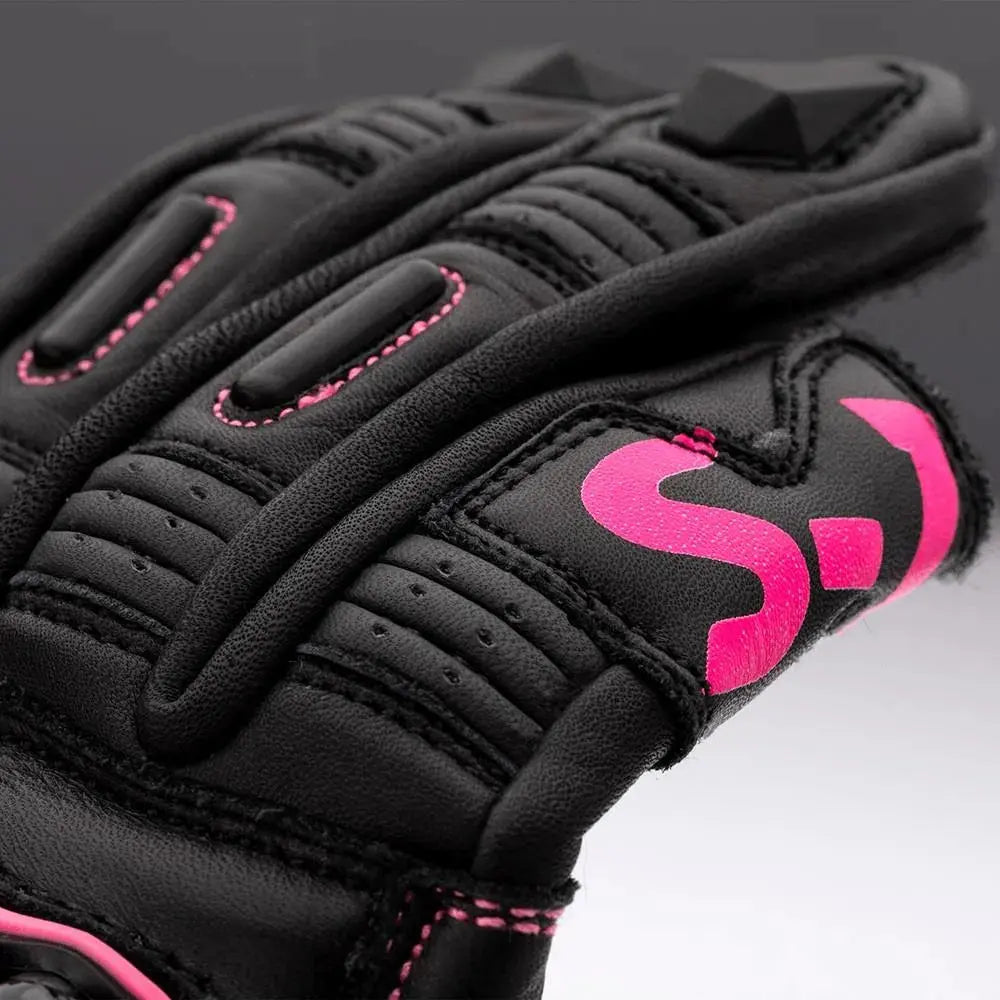 RST White/Pink MOTORCYCLE GLOVES MOTORBIKE TRACK DAYS COWHIDE LEATHER ARMOURED GLOVE For BIKER PROTECTION