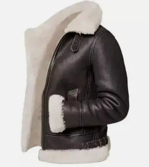 Warm, Stylish & Durable Men's RAFB3 Bomber Leather Jackets SheepSkin Shearling Fur Flying Coat For Winter Black