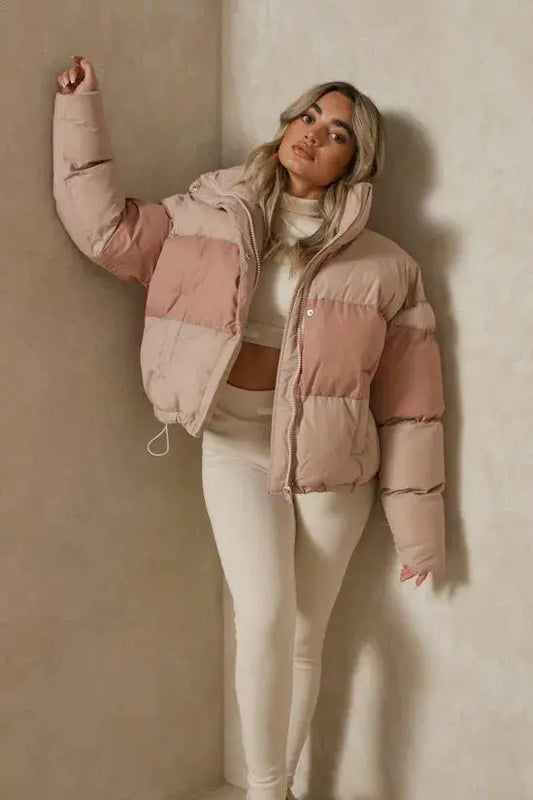 Warm, Stylish & Durable Women Contrast Oversized Puffer Jackets Padded Zip Up Quilted Lined Bubble Coat For Winter Cold Weather