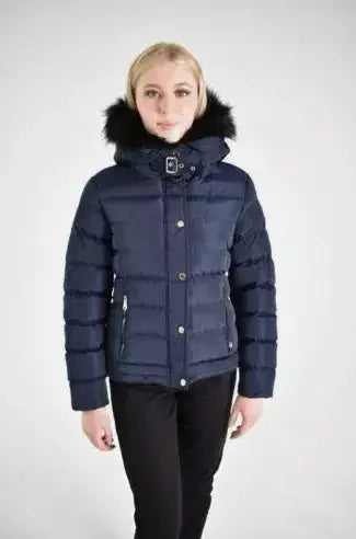 Warm, Stylish & Durable Women Padded Puffer Jackets Zip Up Quilted Lined Bubble Coat For Winter Cold Weather Navy Blue