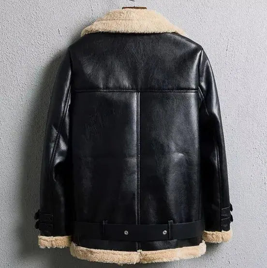 Warm, Stylish & Durable Women's RAFB3 Bomber Leather Jackets Beige SheepSkin Shearling Fur Flying Coat For Winter Black