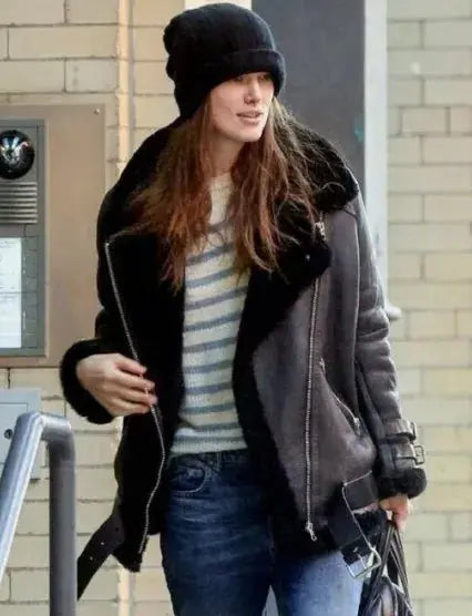 Warm, Stylish & Durable Women's RAFB3 Bomber Leather Jackets Black SheepSkin Shearling Fur Flying Coat For Winter Black 