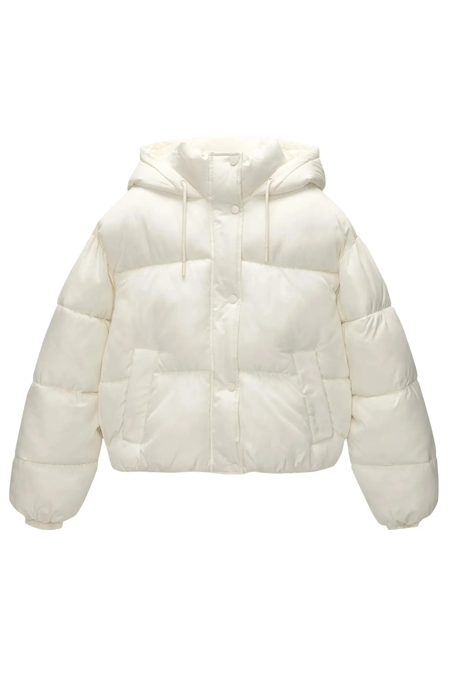 White Warm, Stylish & Durable Women Puffer Jackets Padded Zip Up Quilted Lined Bubble Coat For Winter Cold Weather