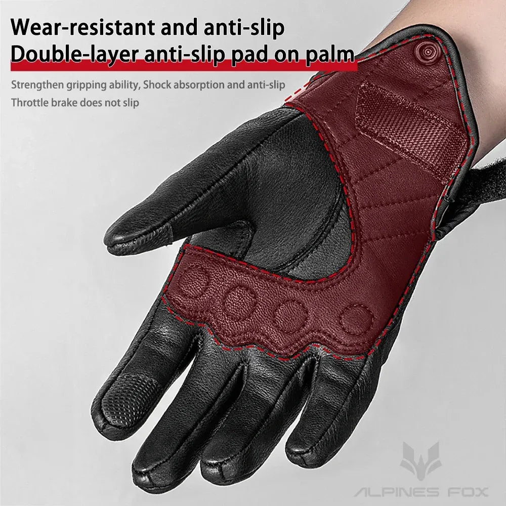 Black MOTORCYCLE GLOVES MOTORBIKE TRACK DAYS COWHIDE LEATHER ARMOURED GLOVE For BIKER PROTECTION